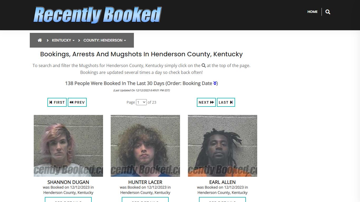 Bookings, Arrests and Mugshots in Henderson County, Kentucky